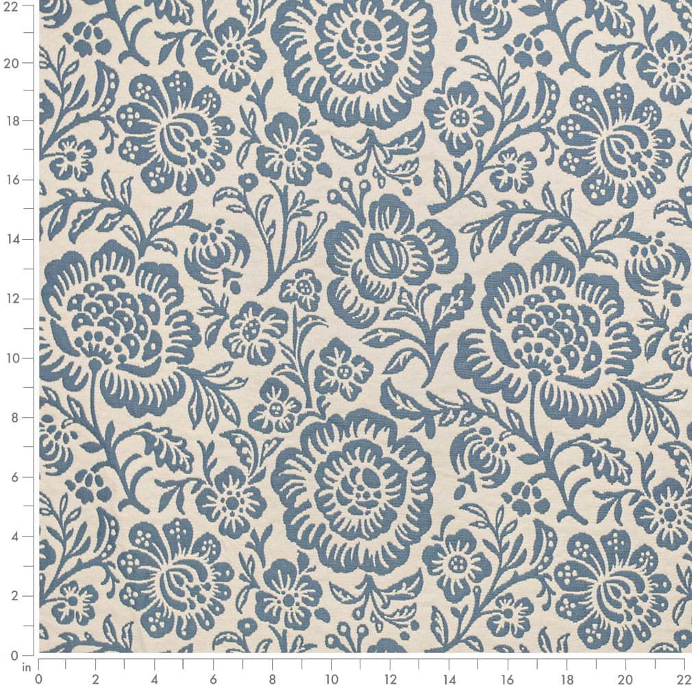 D3592 Floral Blue Bloom Blue Charlotte Fabrics