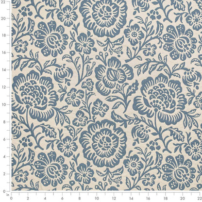 D3592 Floral Blue Bloom Blue Charlotte Fabrics