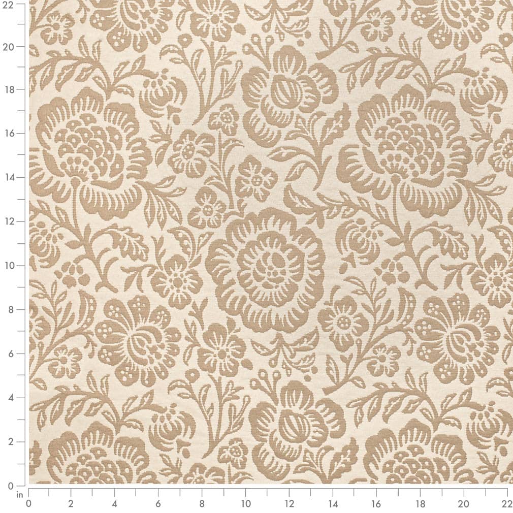 D3594 Floral Tan Bloom Beige & Taupe Charlotte Fabrics