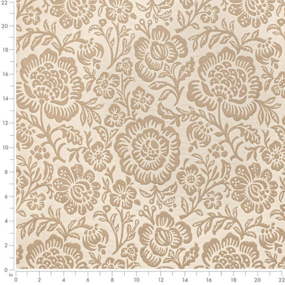 D3594 Floral Tan Bloom Beige & Taupe Charlotte Fabrics
