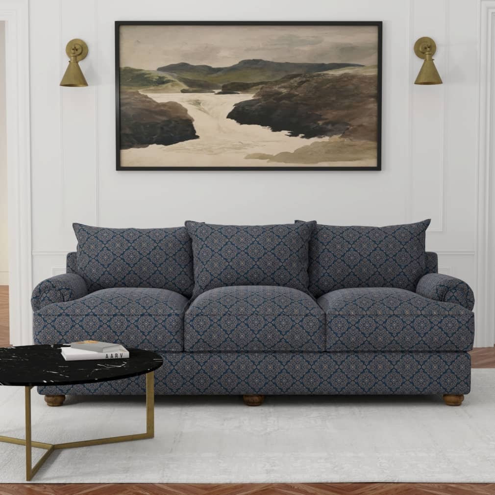 D4053 Damask,Diamonds Navy Elsa Blue Charlotte Fabrics