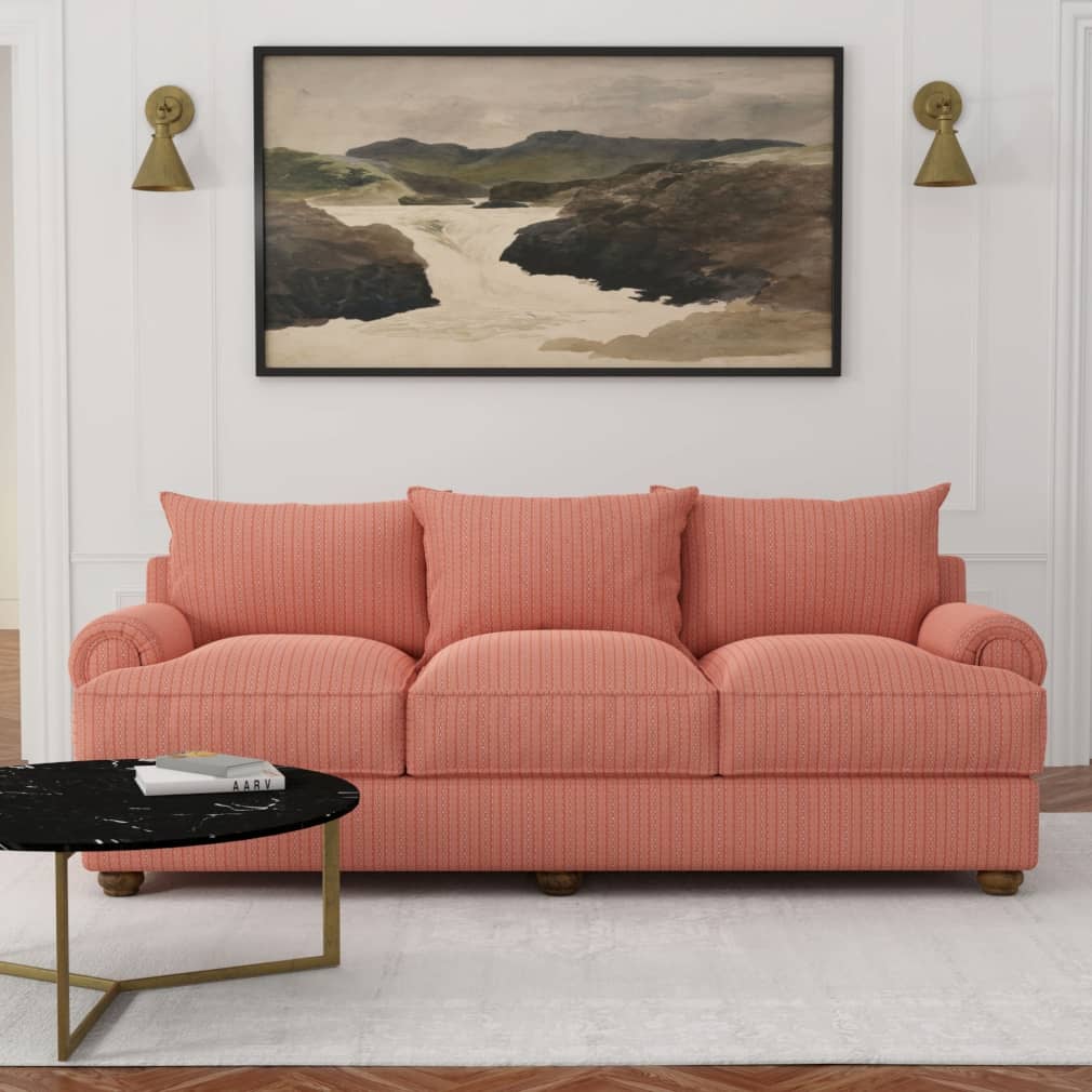 D4072 Stripe Rose Mona Coral & Peach,Pink Charlotte Fabrics