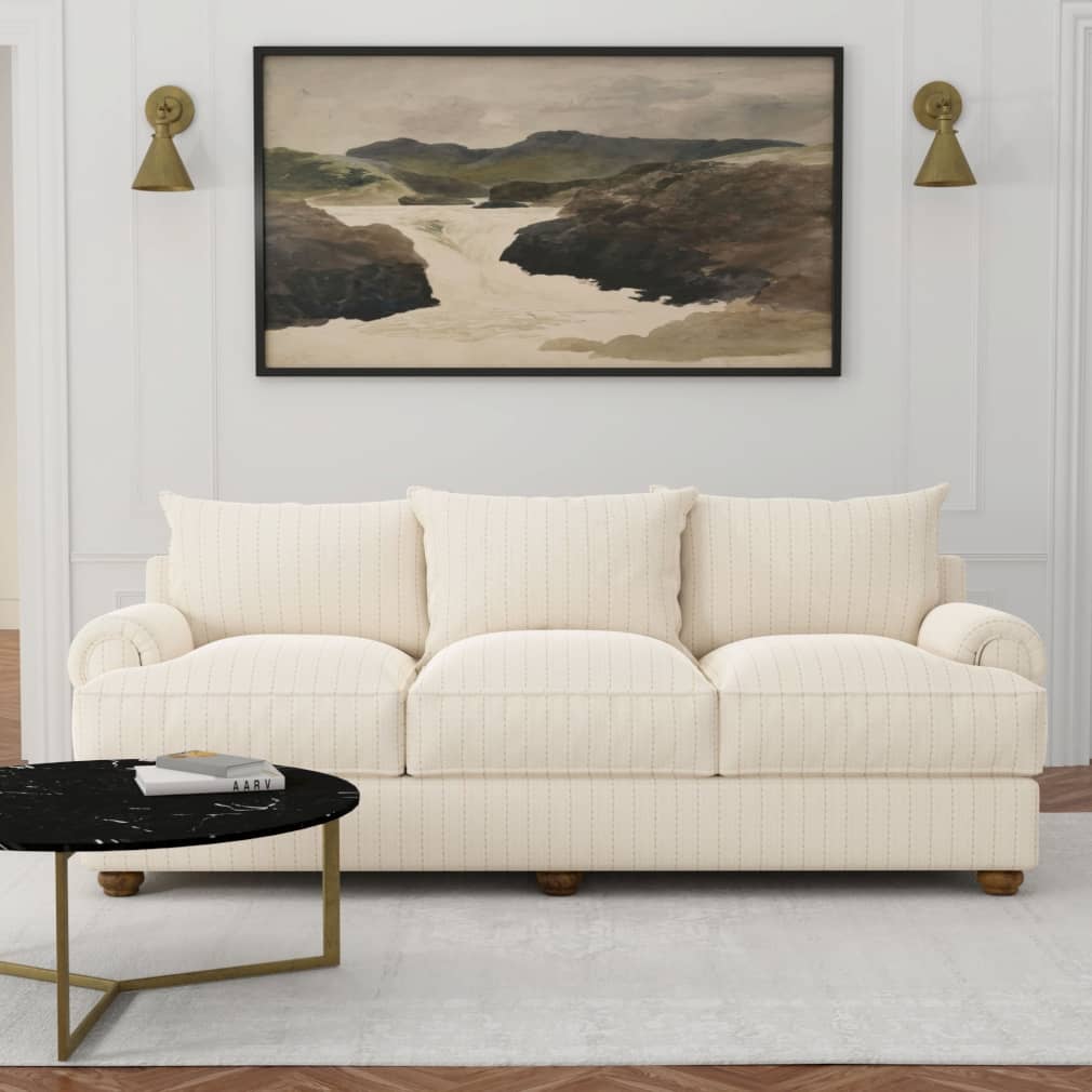 D4074 Stripe Ivory Mona White & Ivory Charlotte Fabrics