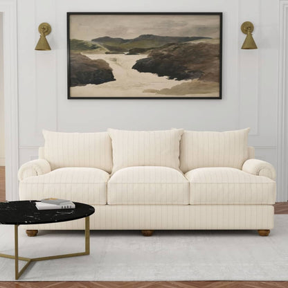 D4074 Stripe Ivory Mona White & Ivory Charlotte Fabrics