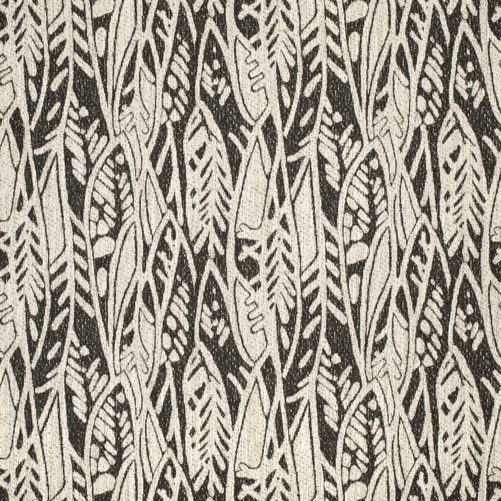 D4140 Abstract & Geometric,Global,Leaves Raven Black Charlotte Fabrics
