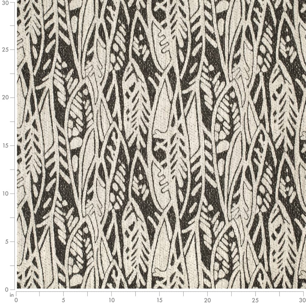 D4140 Abstract & Geometric,Global,Leaves Raven Black Charlotte Fabrics