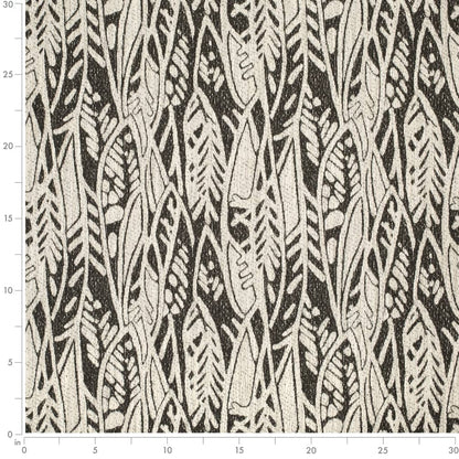 D4140 Abstract & Geometric,Global,Leaves Raven Black Charlotte Fabrics