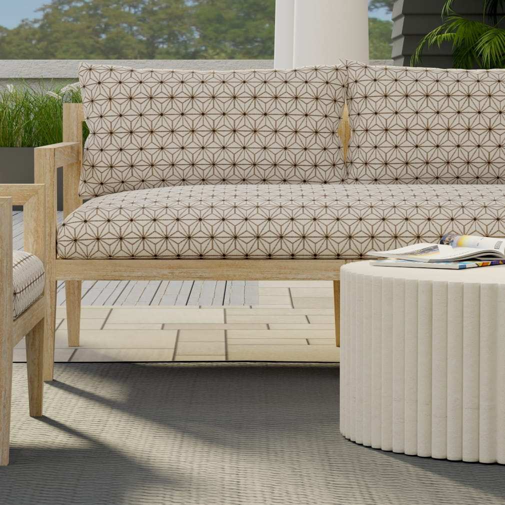 D4317 Abstract & Geometric Saddle Brown Charlotte Fabrics