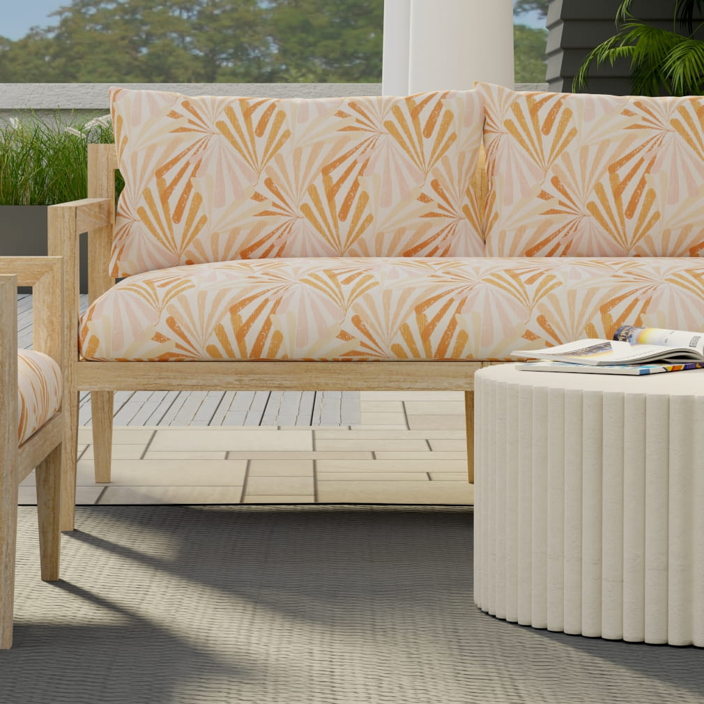 D4322 Abstract & Geometric Sunflower Coral & Peach,Orange & Rust Charlotte Fabrics