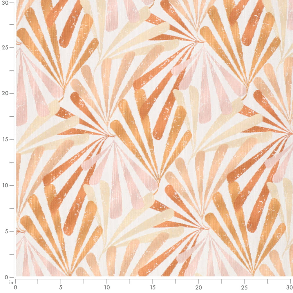 D4322 Abstract & Geometric Sunflower Coral & Peach,Orange & Rust Charlotte Fabrics
