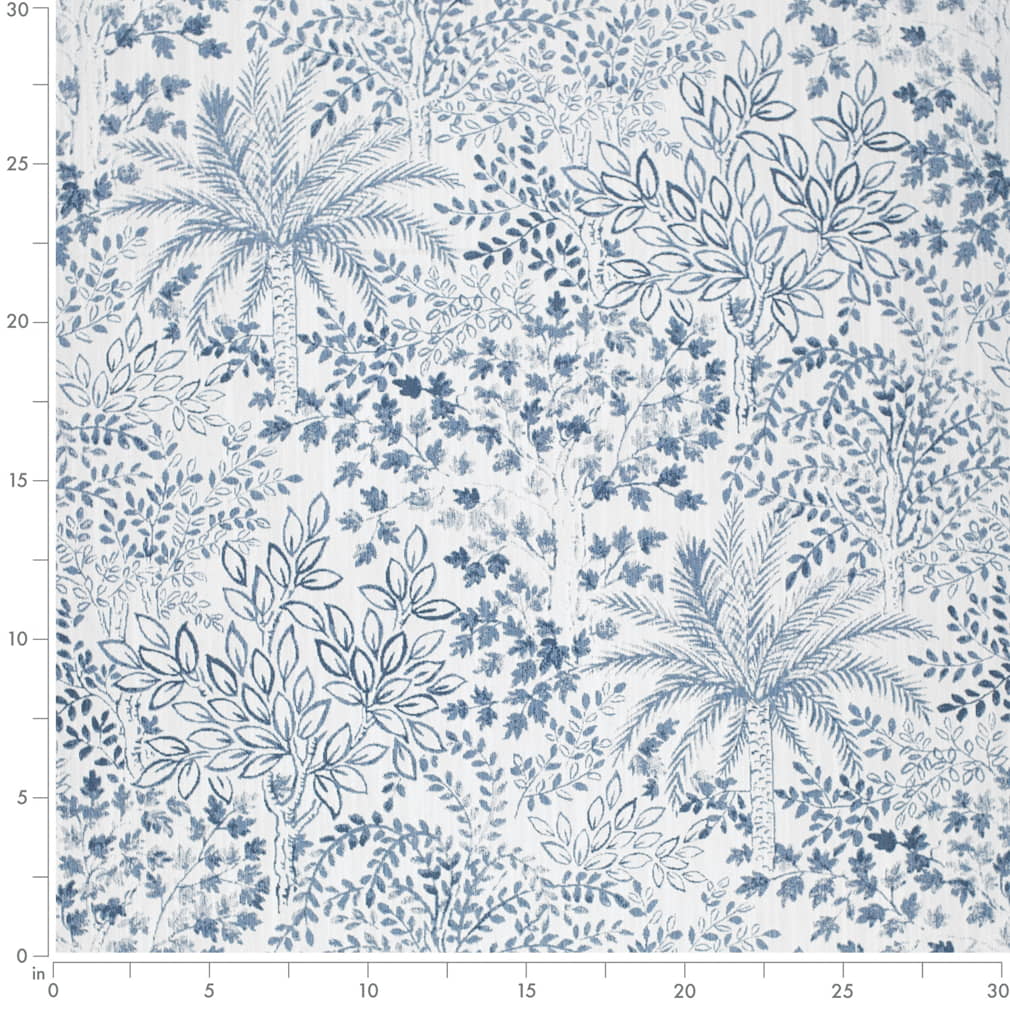 D4323 Leaves,Tropical & Botanical Cadet Blue Charlotte Fabrics