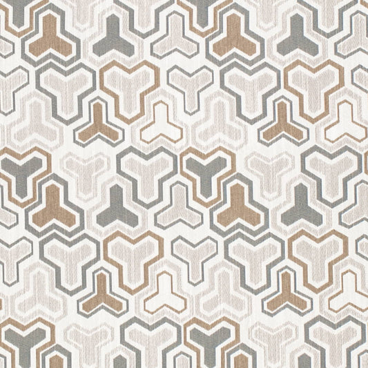 D4337 Abstract & Geometric Brown,Grey & Silver Charlotte Fabrics Woven Patterns