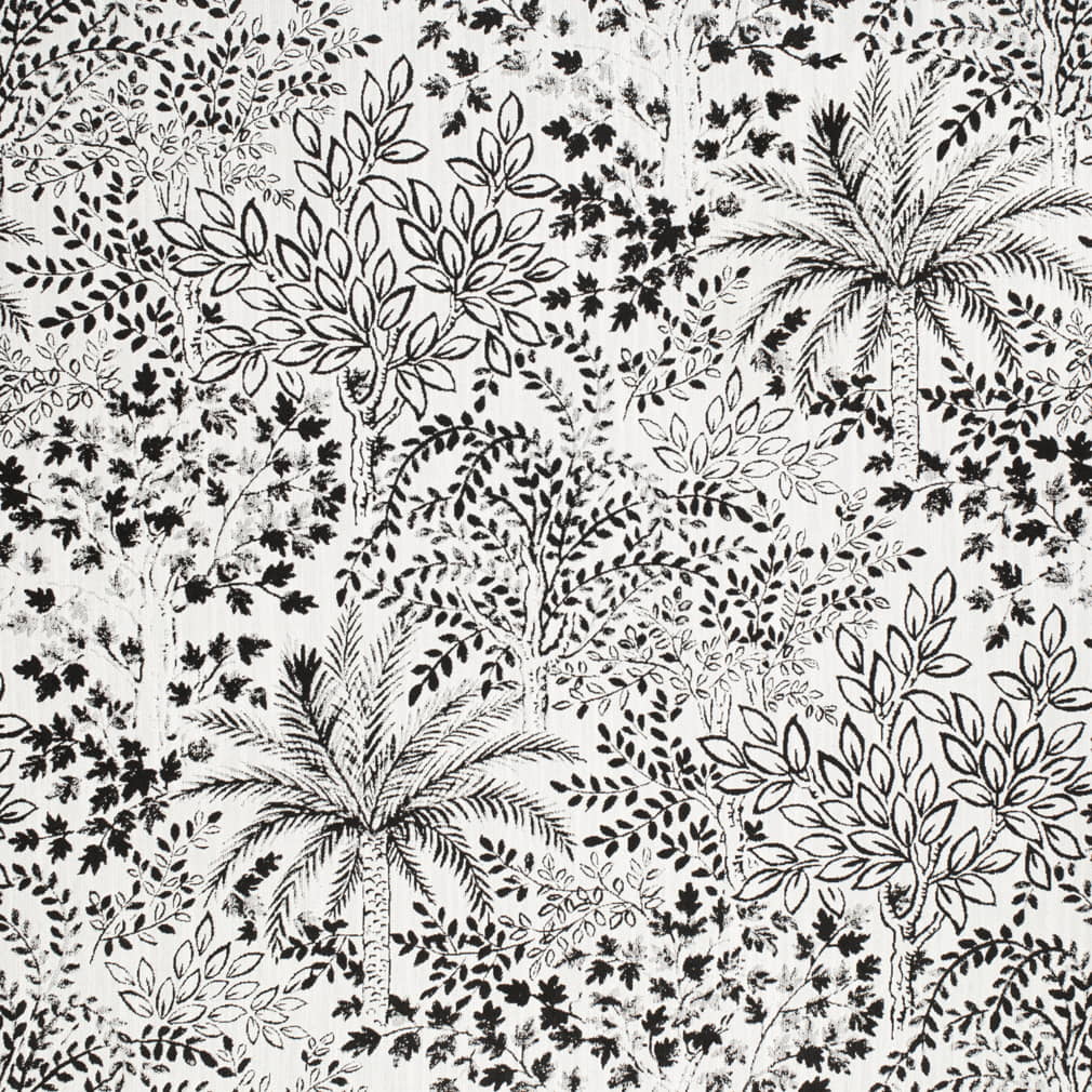 D4347 Leaves,Tropical & Botanical Midnight Black Charlotte Fabrics