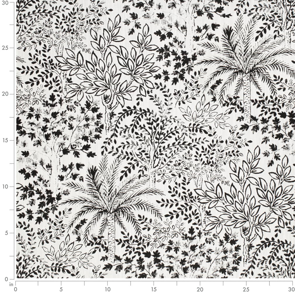 D4347 Leaves,Tropical & Botanical Midnight Black Charlotte Fabrics
