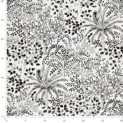 D4347 Leaves,Tropical & Botanical Midnight Black Charlotte Fabrics