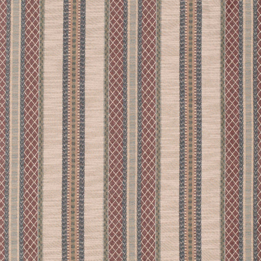 D4360 Stripe Vintage Blue,Red & Burgundy Charlotte Fabrics