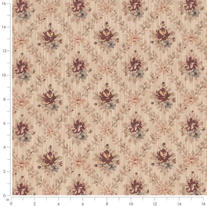 D4362 Abstract & Geometric,Diamonds,Floral Primrose Red & Burgundy Charlotte Fabrics