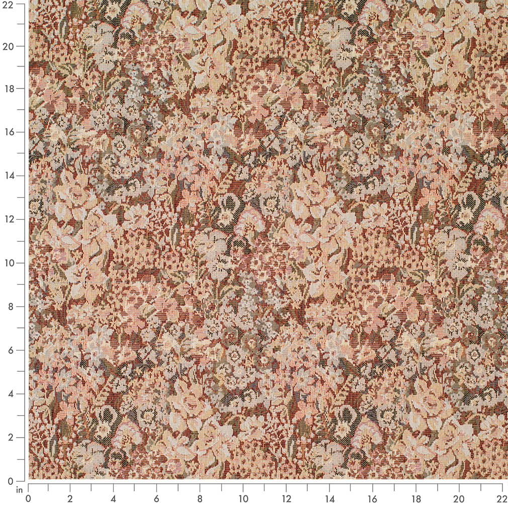 D4364 Floral Rosewood Orange & Rust,Red & Burgundy Charlotte Fabrics