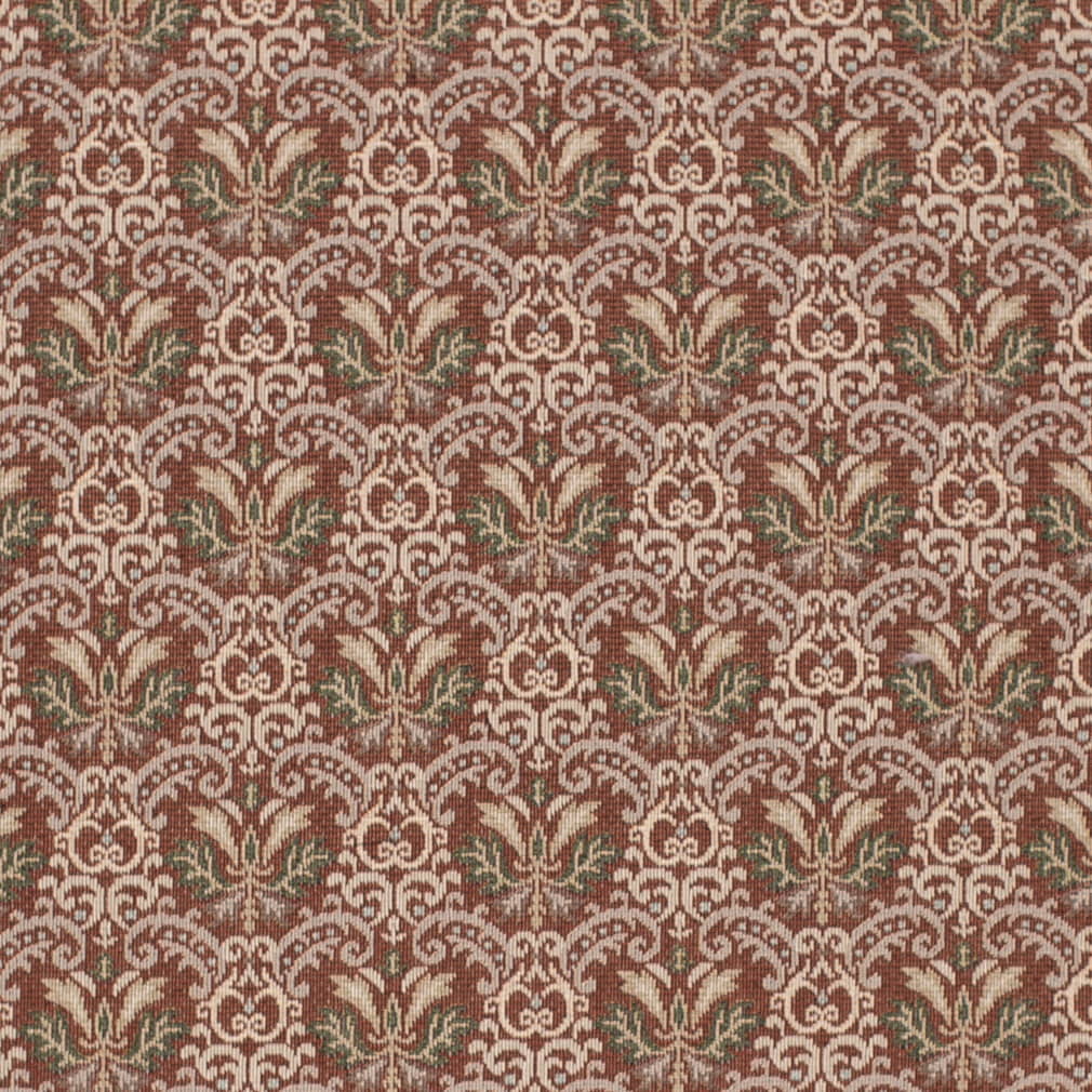 D4365 Abstract & Geometric,Damask Brick Orange & Rust,Red & Burgundy Charlotte Fabrics