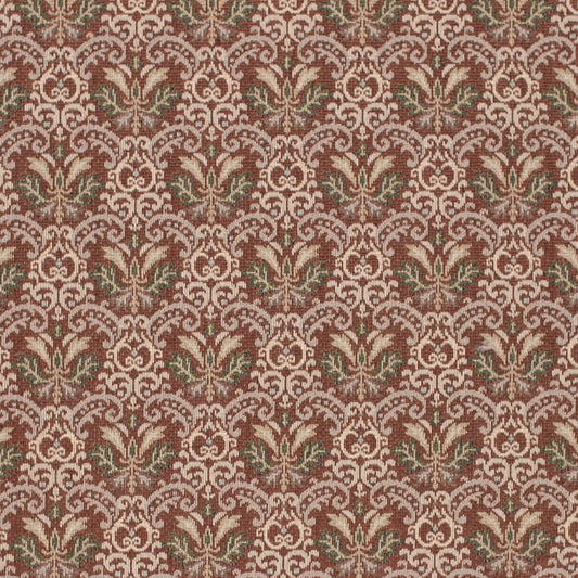 D4365 Abstract & Geometric,Damask Brick Orange & Rust,Red & Burgundy Charlotte Fabrics