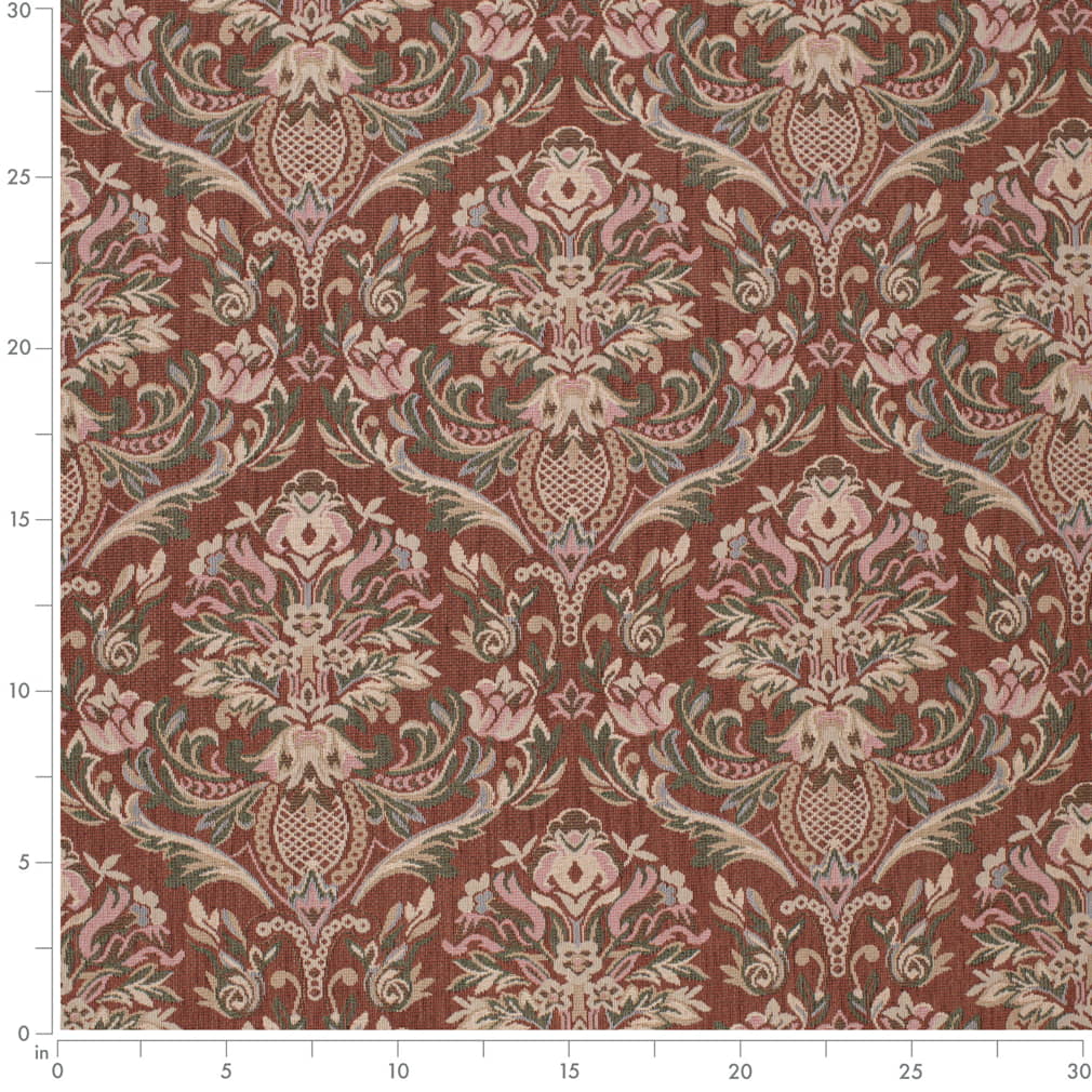 D4366 Damask Chili Orange & Rust,Red & Burgundy Charlotte Fabrics