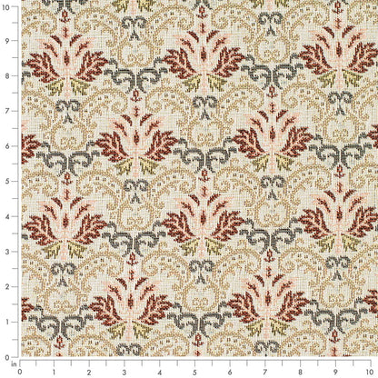 D4367 Abstract & Geometric,Damask Tomato Red & Burgundy Charlotte Fabrics