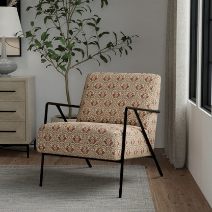 D4368 Abstract & Geometric,Damask Cinnabar Green,Orange & Rust Charlotte Fabrics
