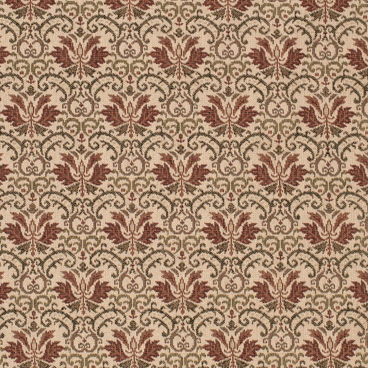 D4368 Abstract & Geometric,Damask Green,Orange & Rust Charlotte Fabrics Tapestry,Woven Patterns