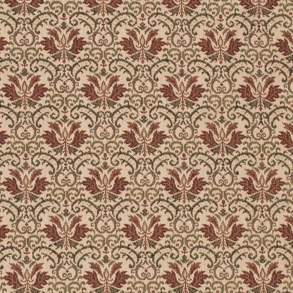 D4368 Abstract & Geometric,Damask Cinnabar Green,Orange & Rust Charlotte Fabrics