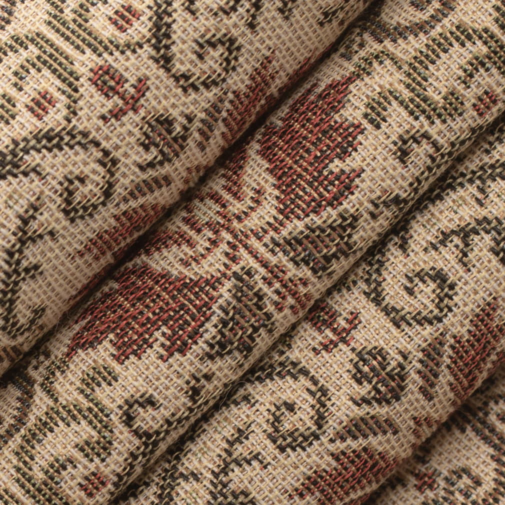 D4368 Abstract & Geometric,Damask Cinnabar Green,Orange & Rust Charlotte Fabrics