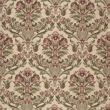 D4369 Damask Moss Green,Red & Burgundy Charlotte Fabrics