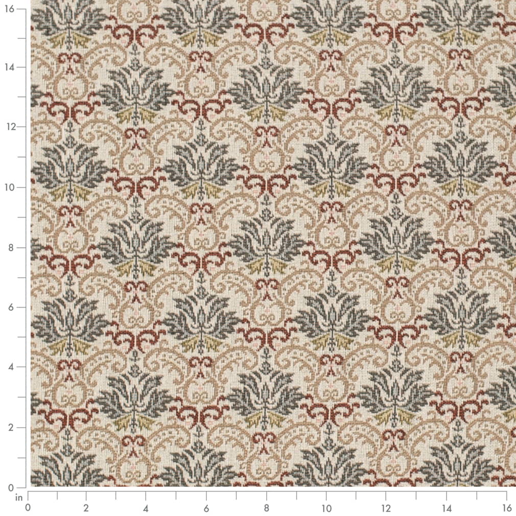 D4370 Abstract & Geometric,Damask Azure Blue,Red & Burgundy Charlotte Fabrics