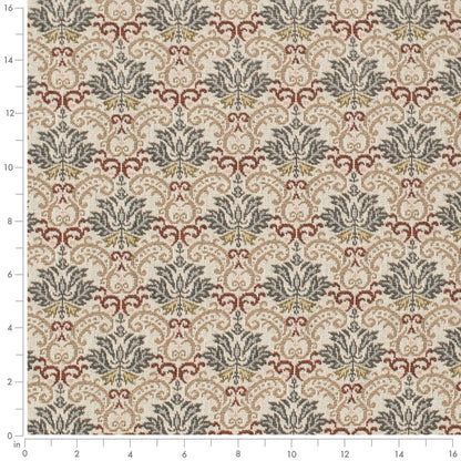 D4370 Abstract & Geometric,Damask Azure Blue,Red & Burgundy Charlotte Fabrics