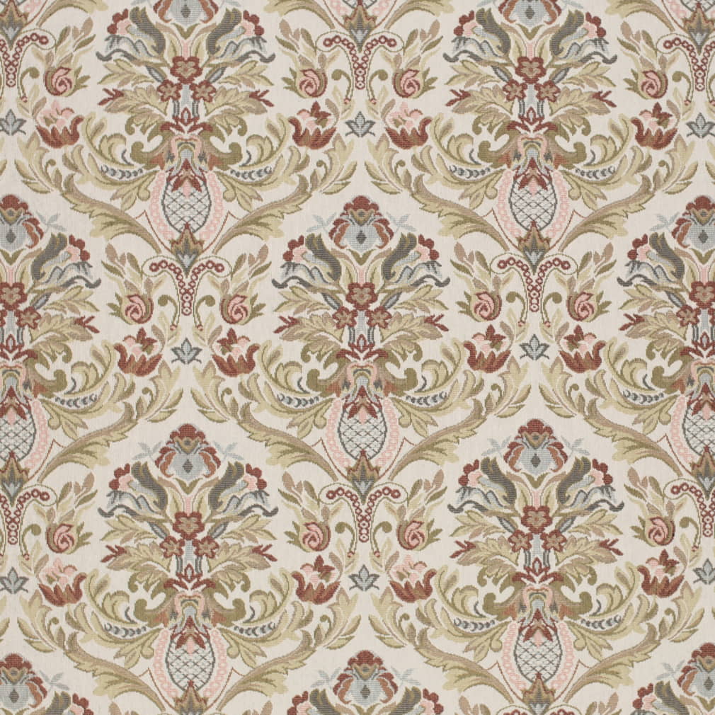 D4371 Damask Blue,Red & Burgundy Charlotte Fabrics Tapestry,Woven Patterns