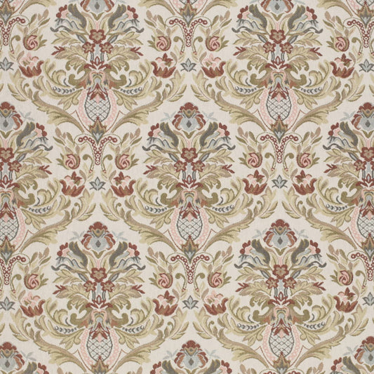 D4371 Damask Blue Garnet Blue,Red & Burgundy Charlotte Fabrics