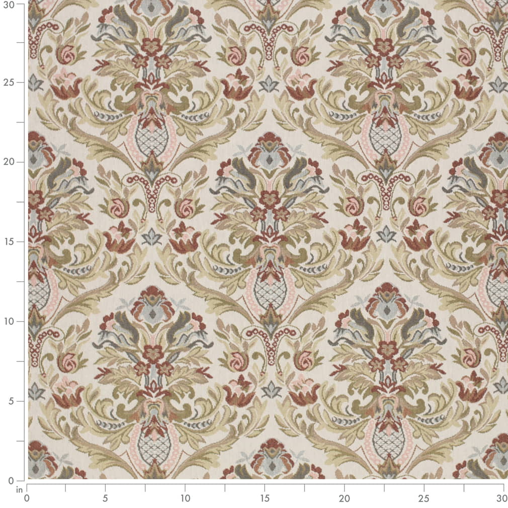 D4371 Damask Blue Garnet Blue,Red & Burgundy Charlotte Fabrics