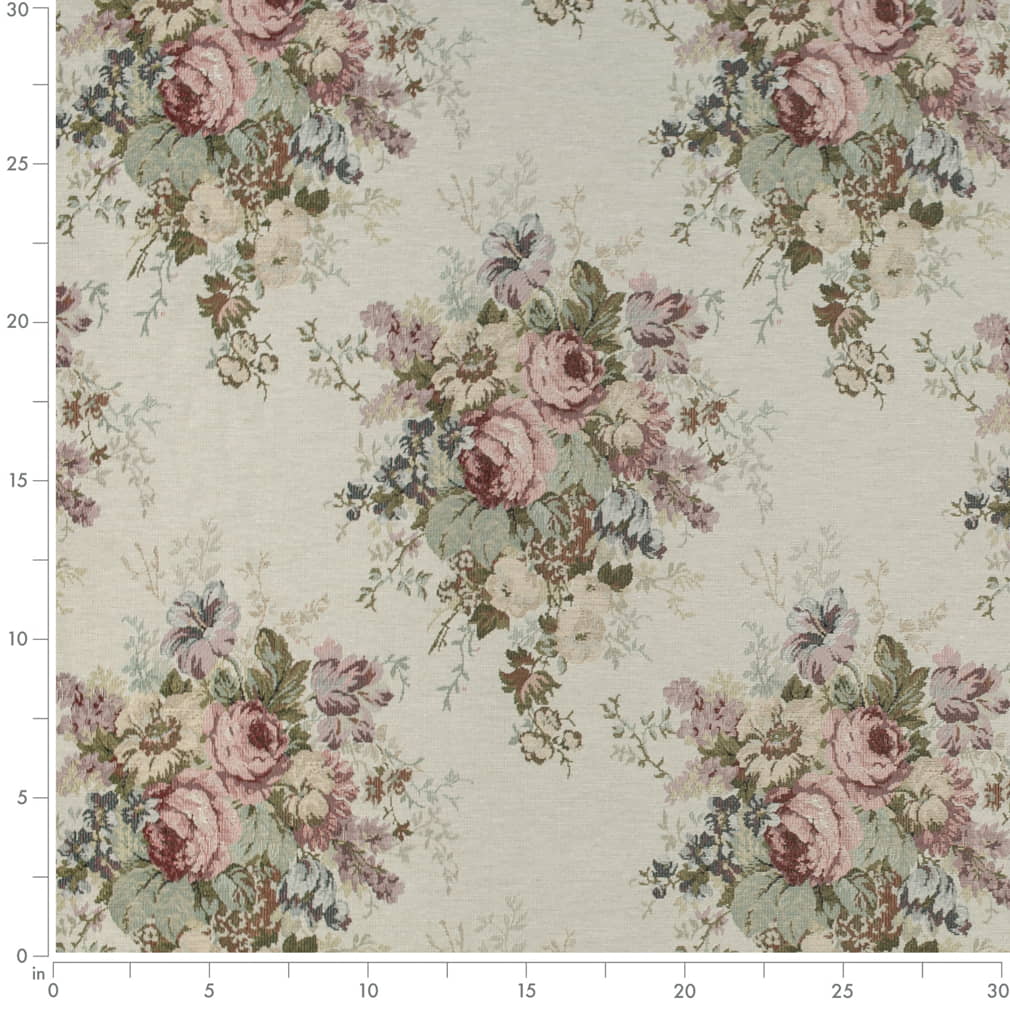 D4373 Floral Bouquet Green,Pink Charlotte Fabrics