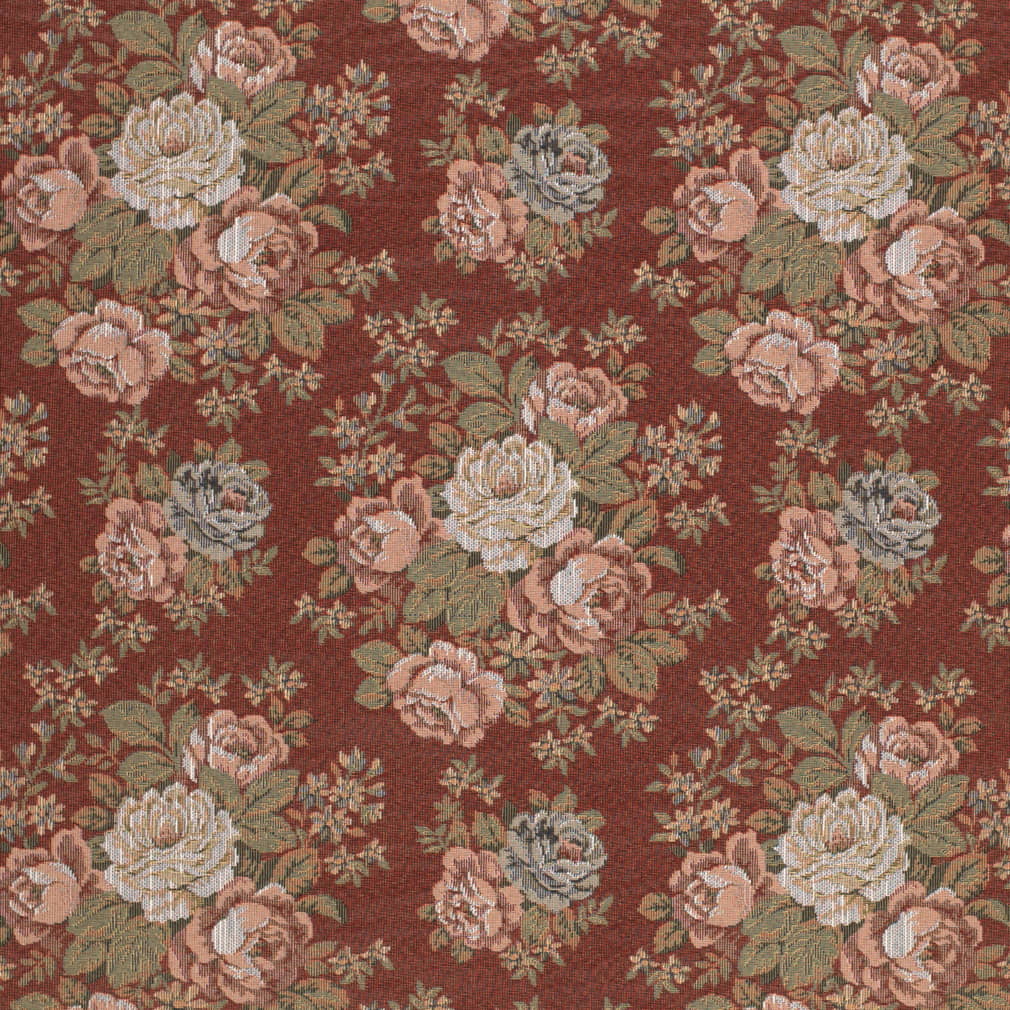 D4377 Floral Orange & Rust,Red & Burgundy Charlotte Fabrics Tapestry,Woven Patterns