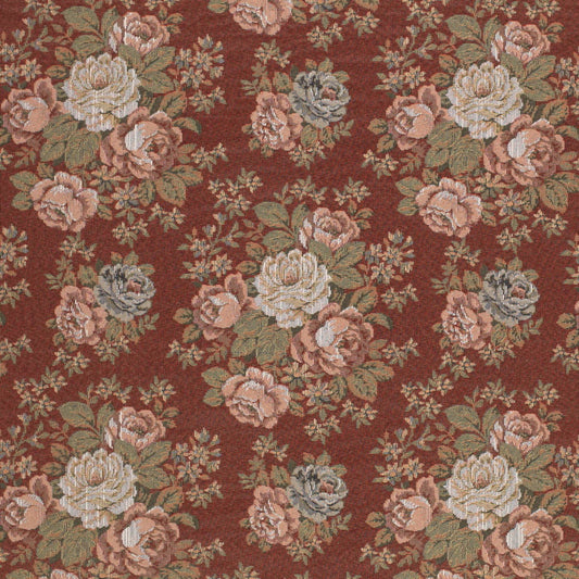 D4377 Floral Paprika Orange & Rust,Red & Burgundy Charlotte Fabrics