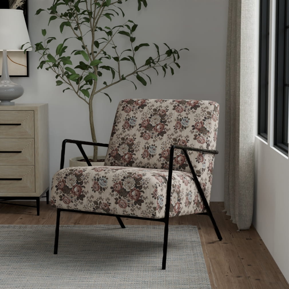 D4378 Floral Antique Red & Burgundy Charlotte Fabrics