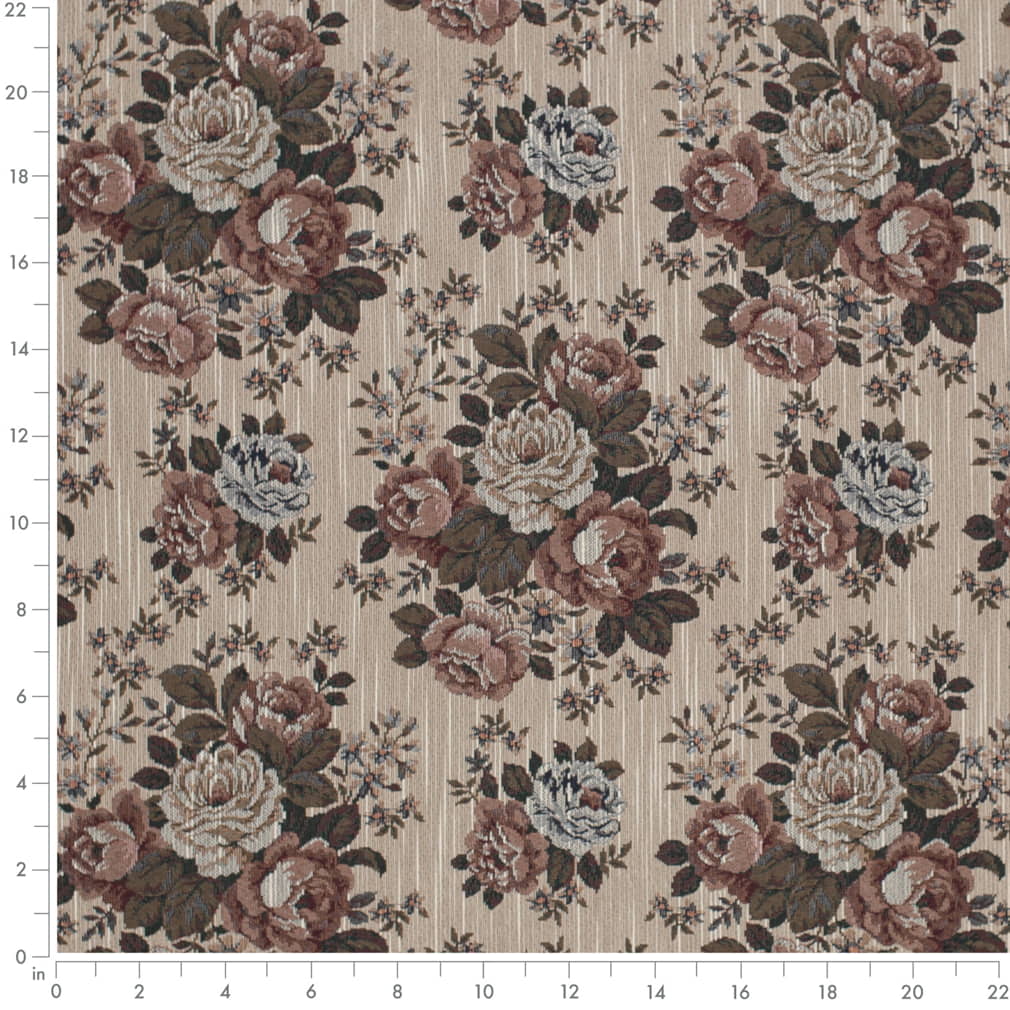 D4378 Floral Antique Red & Burgundy Charlotte Fabrics