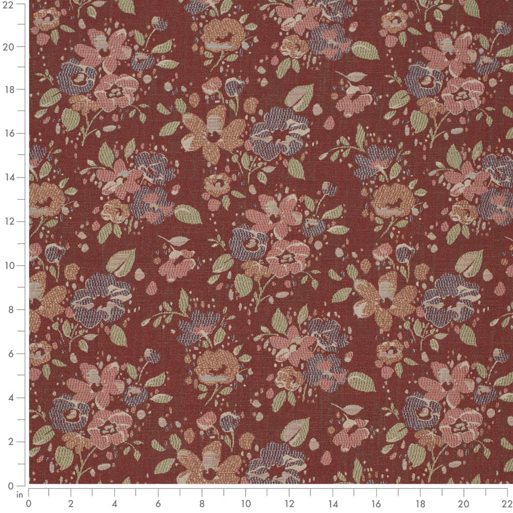 D4385 Floral Persimmon Orange & Rust,Red & Burgundy Charlotte Fabrics