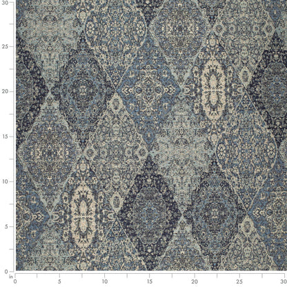D4398 Abstract & Geometric,Damask,Global Cobalt Blue Charlotte Fabrics