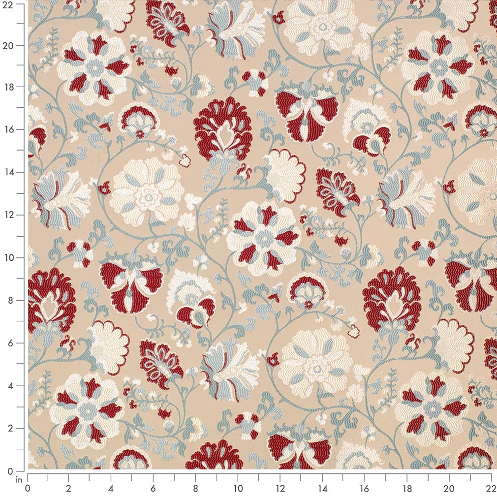 D4405 Floral Eve Cardinal Red & Burgundy Charlotte Fabrics