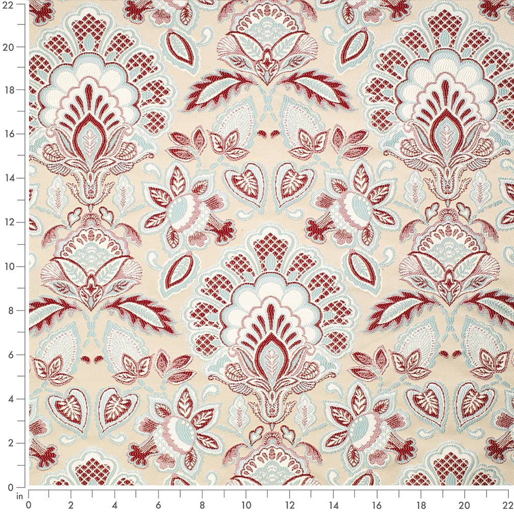 D4433 Damask Felicity Cardinal Red & Burgundy Charlotte Fabrics