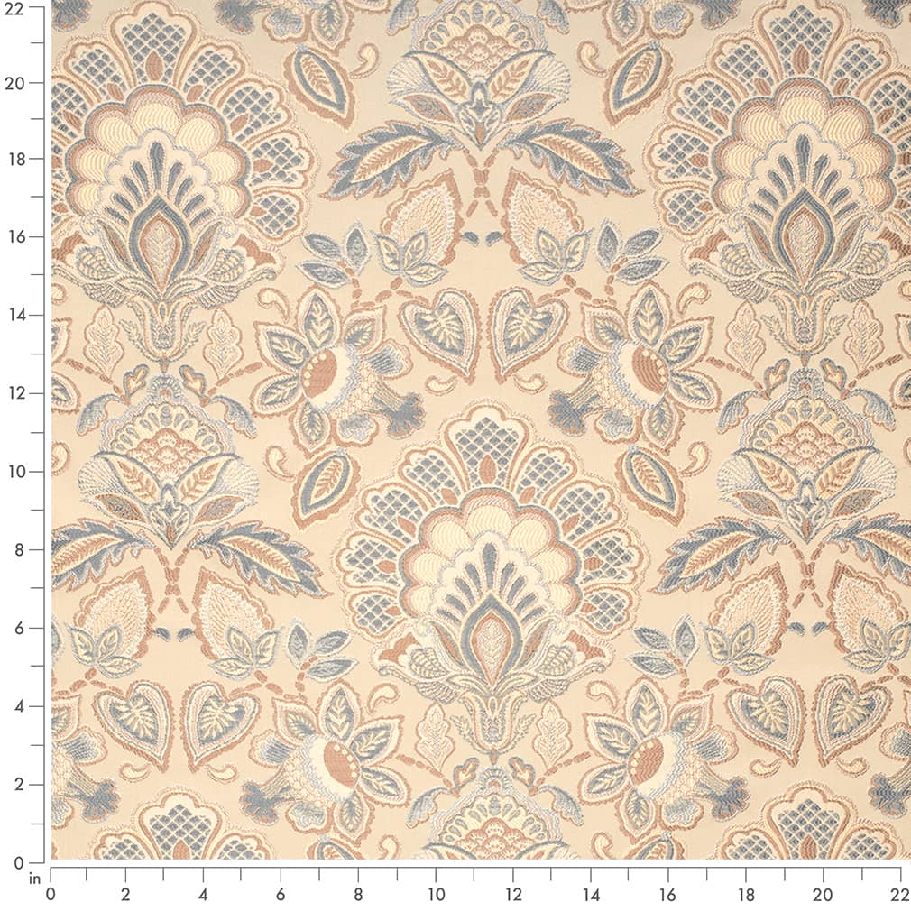 D4434 Damask Felicity Chambray Blue Charlotte Fabrics