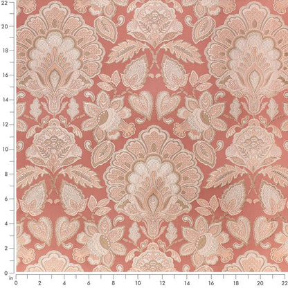 D4435 Damask Felicity Coral Coral & Peach,Pink Charlotte Fabrics