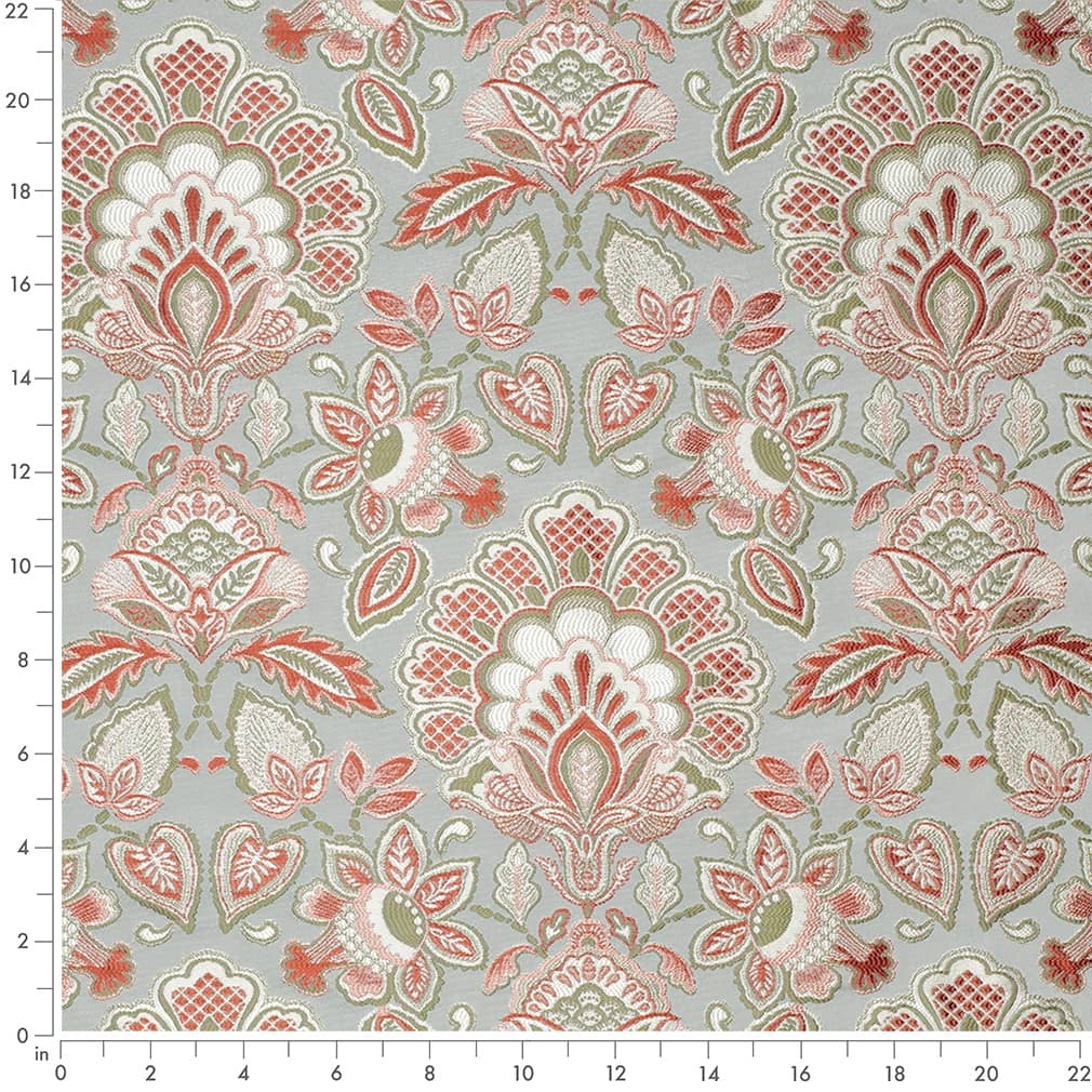 D4436 Damask Felicity Aqua Aqua & Teal Charlotte Fabrics