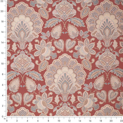 D4437 Damask Felicity Garnet Red & Burgundy Charlotte Fabrics