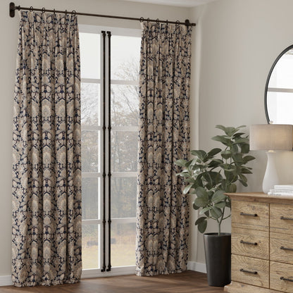 D4439 Damask Felicity Navy Blue Charlotte Fabrics